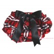 Red Black Checked Satin Layer Panties Bloomers With Black Big Bow BC131 